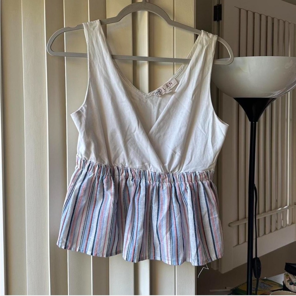 Dolan White and Multicolor Striped Blouse